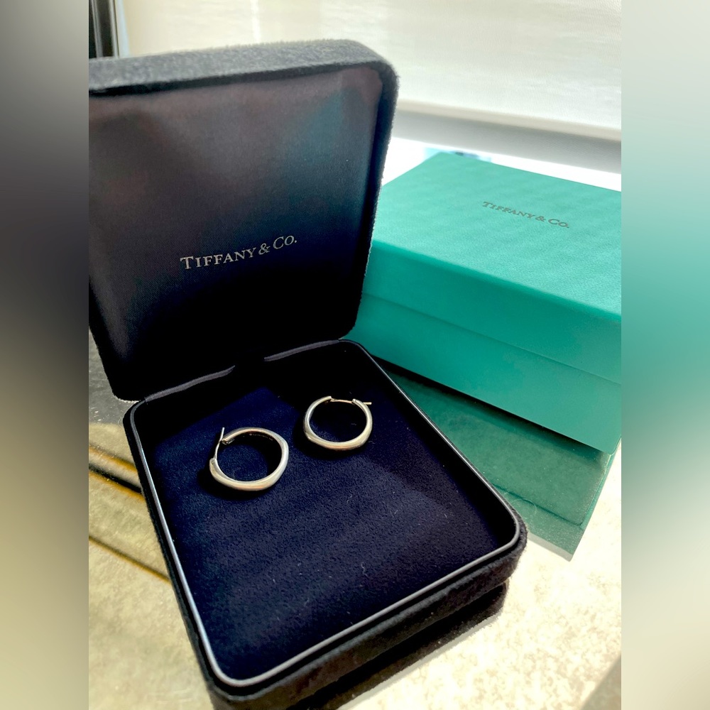 Tiffany Cushion Square Hoops in Sterling Silver